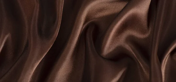 Barna Vagy Csokoládé Selyem Selyem Szövet Textúra Háttér Ruha Lágy — Stock Fotó