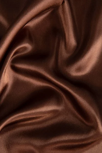Marrón Chocolate Seda Satén Textura Fondo Tela Paño Onda Suave — Foto de Stock