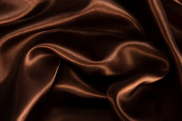 Barna Vagy Csokoládé Selyem Selyem Szövet Textúra Háttér Ruha Lágy — Stock Fotó
