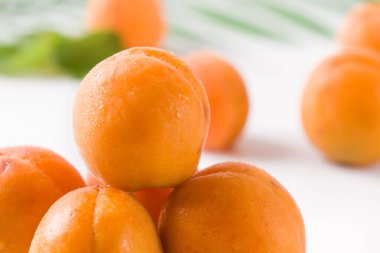 Fresh apricot fruit on white background