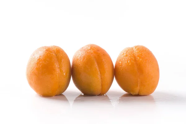 Fresh Apricots Fruit Isolated White Background — 스톡 사진