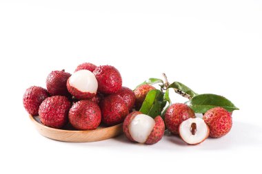 Taze litchi, lichee, lychee, ya da beyaz arka planda Litchi chinensis