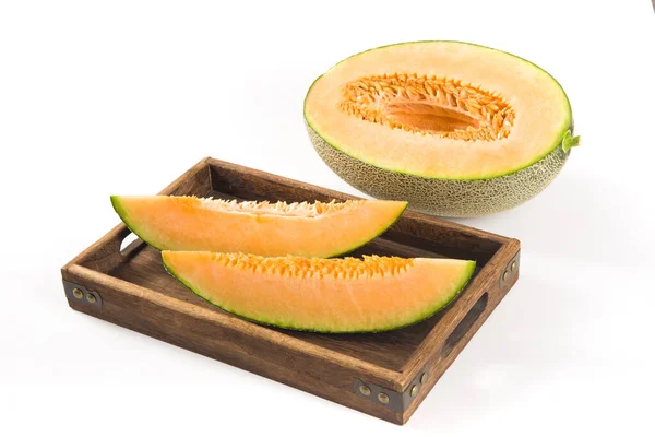 Närbild Färsk Hami Melon Frukt Isolerad Vit Bakgrund — Stockfoto