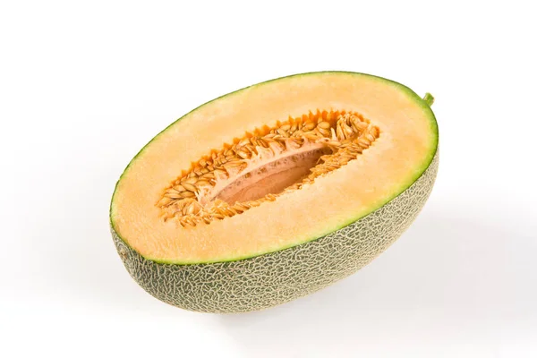 Close Van Verse Hami Meloen Fruit Geïsoleerd Witte Achtergrond — Stockfoto