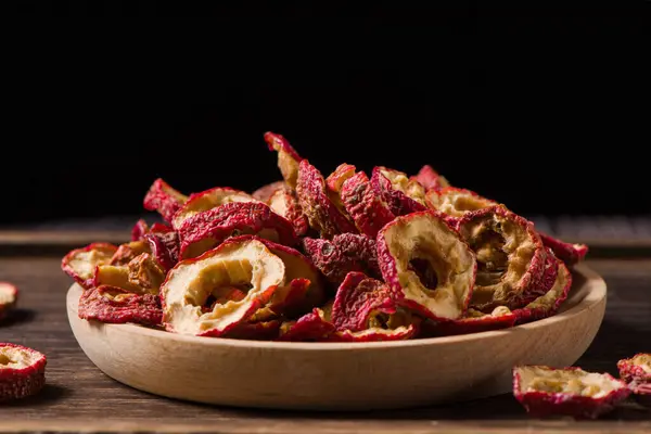 Dried Hawthorn Slices Wooden Background — Fotografia de Stock