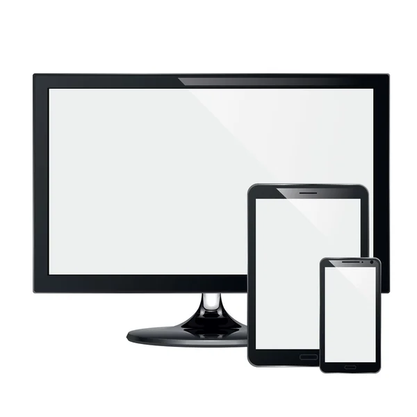 Modern monitor, computer, phone, tablet Stock Vector Image by