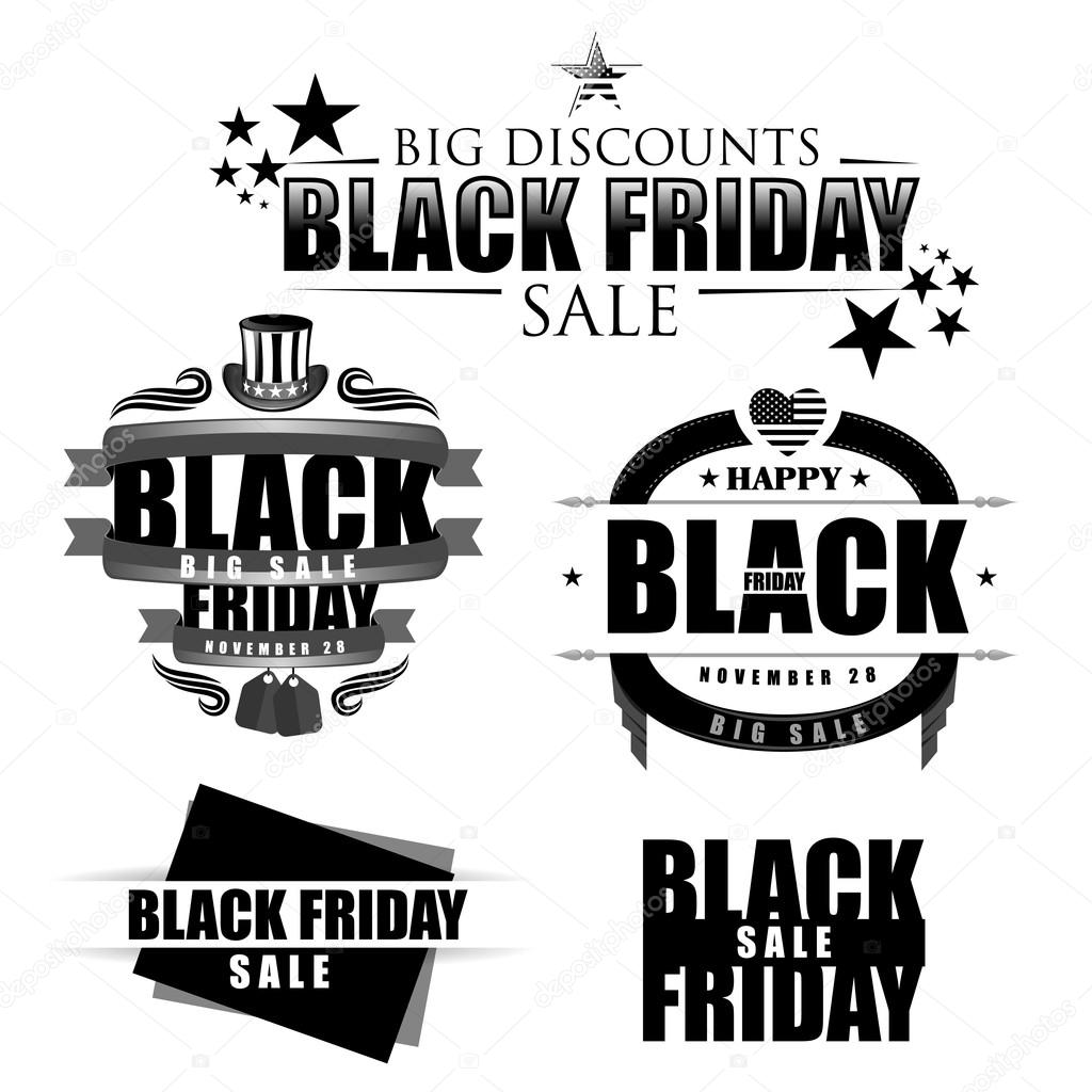 Icons labels on the big Black Friday sales ⬇ Vector Image by