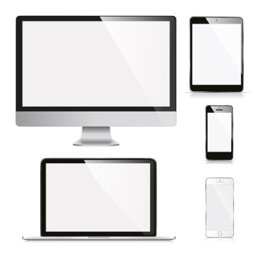 Vector illustration modern monitor, computer, laptop, phone, tablet on a white background