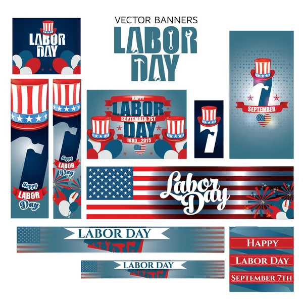 Labor day set of posters, cards