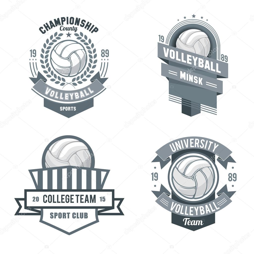 Set of badges, logos for volleyball. team, tournament, championship