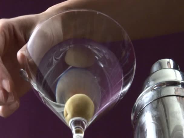 Stirring Martini with olive — Stock Video