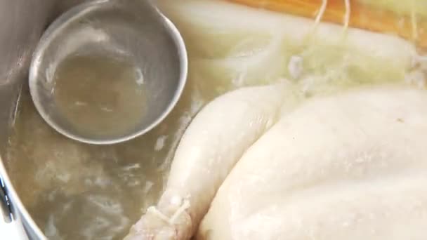 Chicken soup being prepared — Stock Video