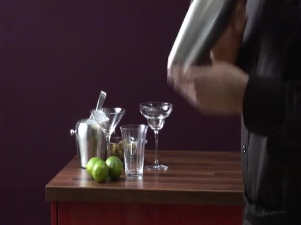 Barman schudden een cocktail — Stockvideo