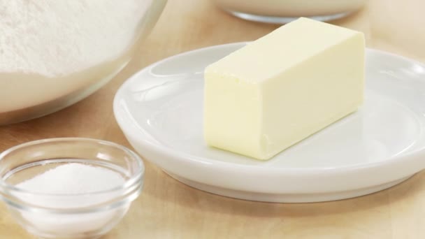 Ingredients for yeast dough — Stock Video