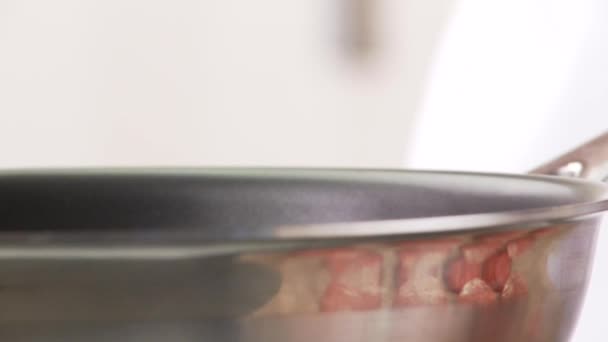 Butter being placed in a pan — Stock Video