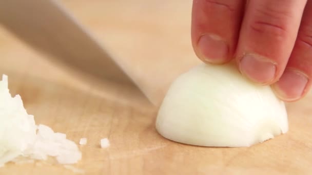 An onion being finely chopped — Stock Video