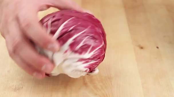 Radicchio a ser limpo — Vídeo de Stock