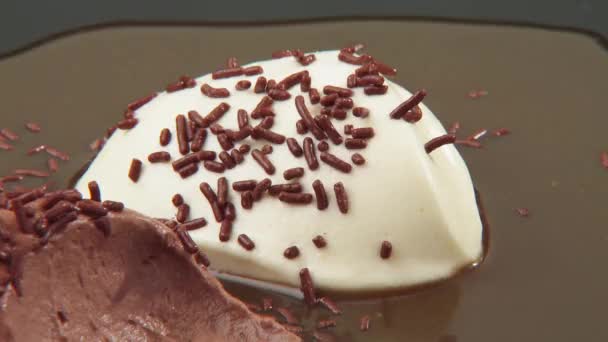 Brown & white mousse au chocolat — Stock Video