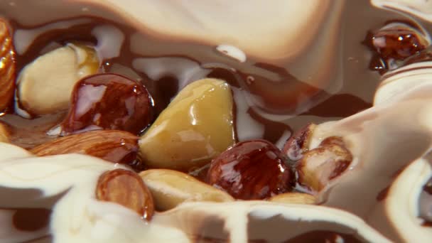 Nuts with chocolate — Stock Video