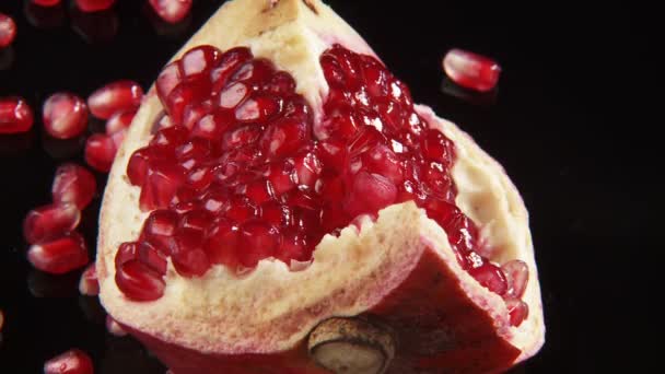 Piece of pomegranate closeup — Stock Video
