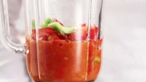 Zutaten für Gazpacho püriert — Stockvideo