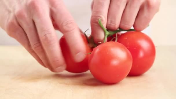 Tomates retirados de la vid — Vídeo de stock