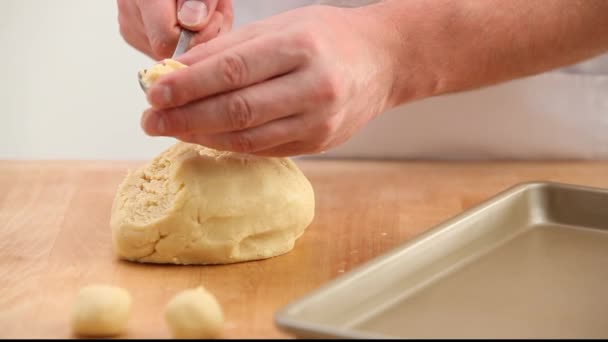 Dough being kneaded with hooks — Stock Video