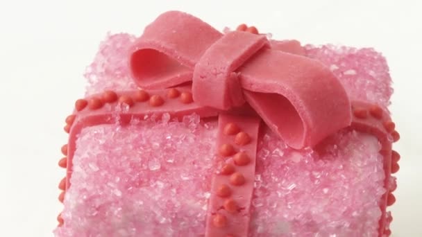 Pink petit four for Christmas — Stock Video