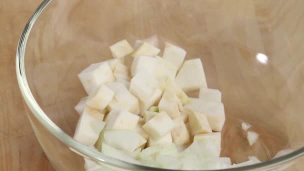 Chopped root vegetables — Stock Video