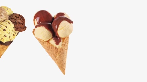 アイスクリームの 3 つのコーン — ストック動画