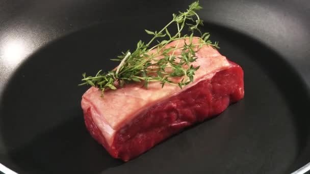 Sirloin em uma panela — Vídeo de Stock