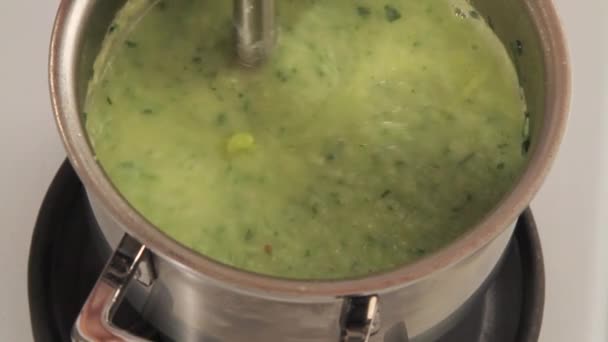 Ramson soup being pureed — Stock Video