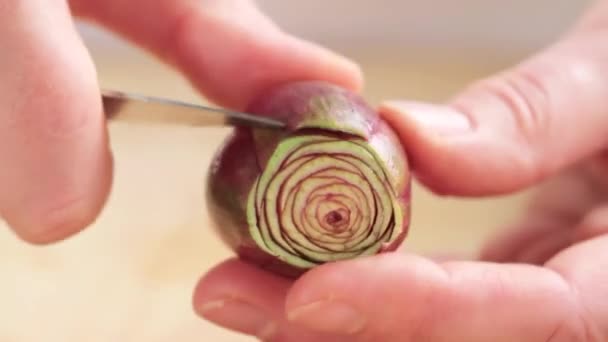 Removing outer leaves from artichokes — Stock Video