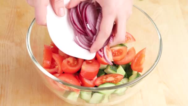 Ingredientes para ensalada de verduras — Vídeos de Stock