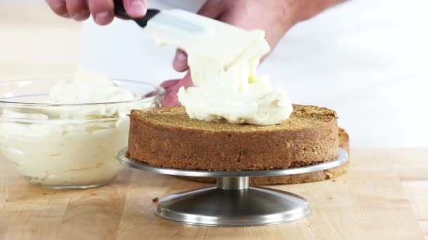 Pastel con queso crema — Vídeos de Stock