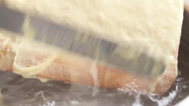 Тонкие полоски теста шпатцле — стоковое видео
