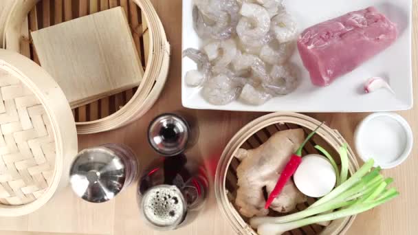 Ingredients for dim sum — Stock Video