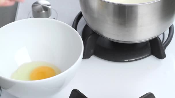 Eggs being beaten  in bowl — Stock Video