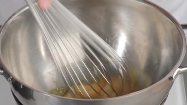 Beating egg yolk — Stock Video