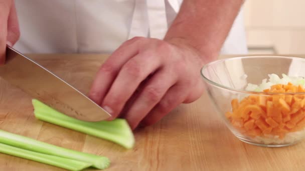 Sellerie in Würfel geschnitten — Stockvideo