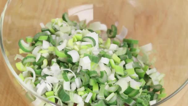 Dill being added chopped onions — Stock Video