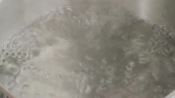 Uvádění brambor do vařící vody — Stock video