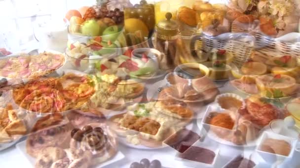 Breakfast buffet close up — Stock Video