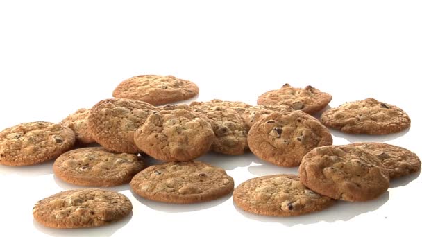 Pile of chocolate chip cookies — Stock Video