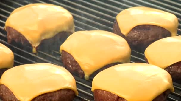 Grilling meat patties — Stock Video