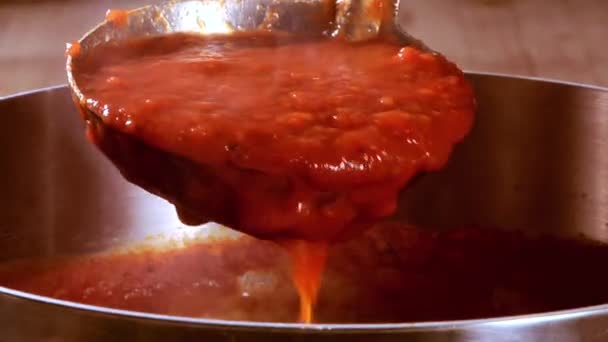 Simmering salsa di pomodoro — Video Stock