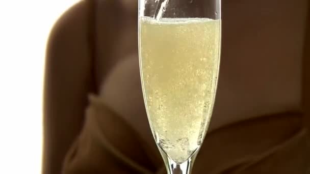 Glass of sparkling wine — Stock Video