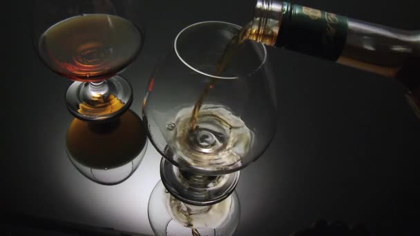 Pouring a glass of cognac — Stock Video