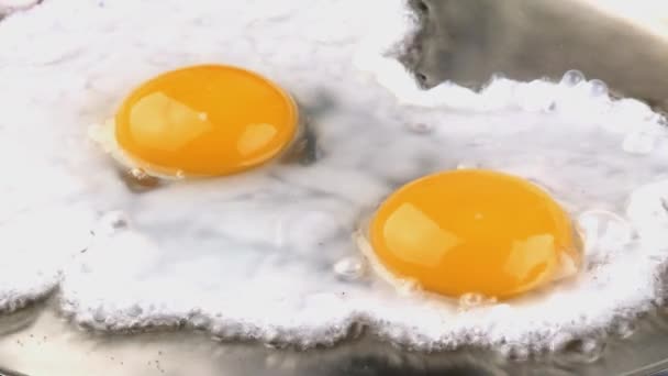 Frituren eieren in een Pan — Stockvideo