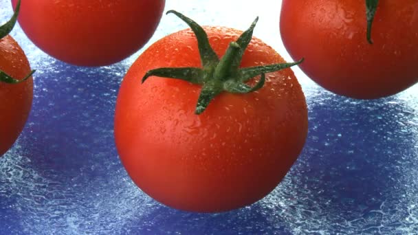 Rebanando tomate, col roja y puerros — Vídeo de stock